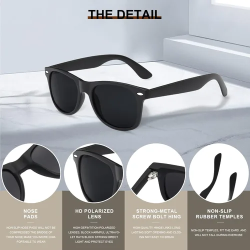 Miniatura 3 de DEMIKOS Gafas de sol polarizadas para hombre, lentes de espejo retro de moda para conducir, pescar, protección UV400