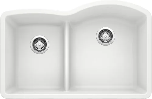 Miniatura 9 de BLANCO, Anthracite 441598 DIAMOND SILGRANIT 40/60 - Fregadero de cocina con doble cuenco con división baja, 32 x 21 pulgadas