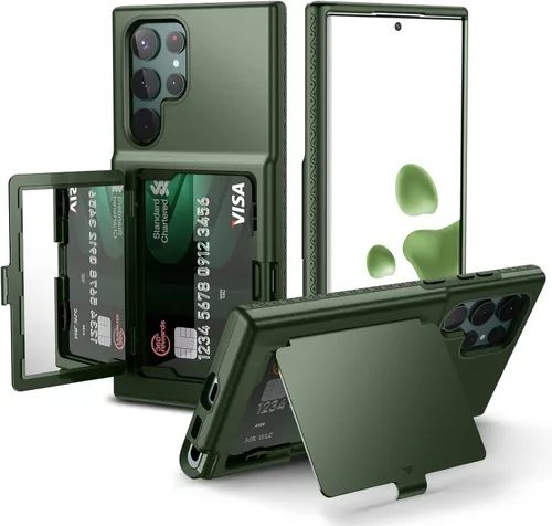 Miniatura 13 de WeLoveCase Funda Cartera para Samsung Galaxy S22 Ultra con Portador de Tarjetas de Crédito y Espejo Oculto, Protección Completa Resistente a Golpes