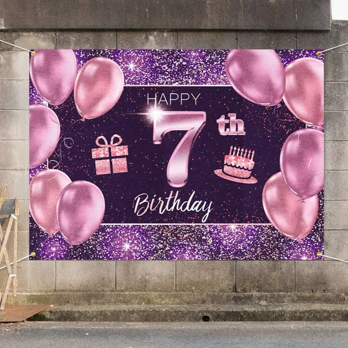 Miniatura 7 de pancarta grande rosa con texto en inglés “Happy Birthday