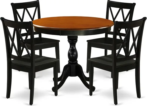 Miniatura 18 de East West Furniture AMCL3-BCH-W - Juego de mesa de comedor de 3 piezas contiene una mesa de cocina redonda con pedestal y 2 sillas de comedor, 36 x
