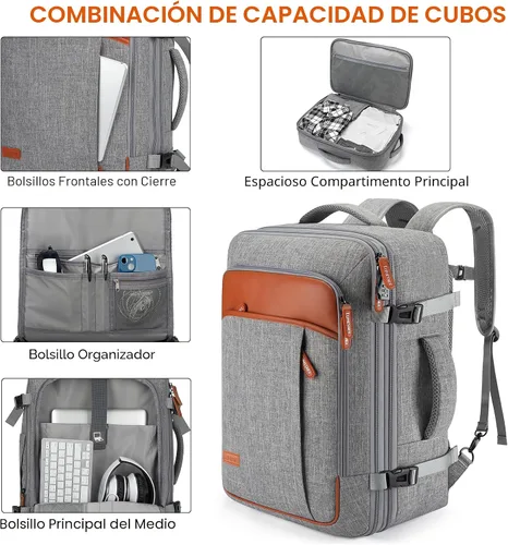 Miniatura 4 de Lumesner Mochilas de viaje de mano, extra grandes de 40 litros aprobadas para vuelos para hombres y mujeres, mochila de maleta expandible, Grande