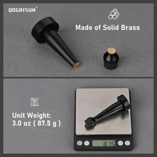 Miniatura 2 de QOGRISUN 's Topes de puerta negros de latón macizo resistentes, 3-1/4 pulgadas de longitud total de tope decorativo de puerta protector de pared