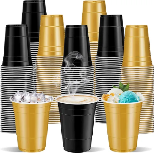 Miniatura 10 de 120 piezas 16 onzas Vasos de plástico amarillos para Acción de Gracias Vasos desechables de plástico amarillos Vasos de fiesta para beber