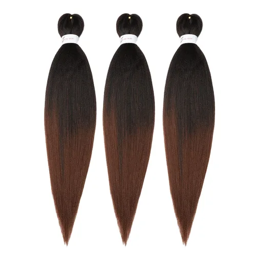 Miniatura 49 de Cabello trenzado preestirado de 24 pulgadas, 8 paquetes de extensiones de cabello sintético de fácil trenzado sintético profesional suave textura #1B