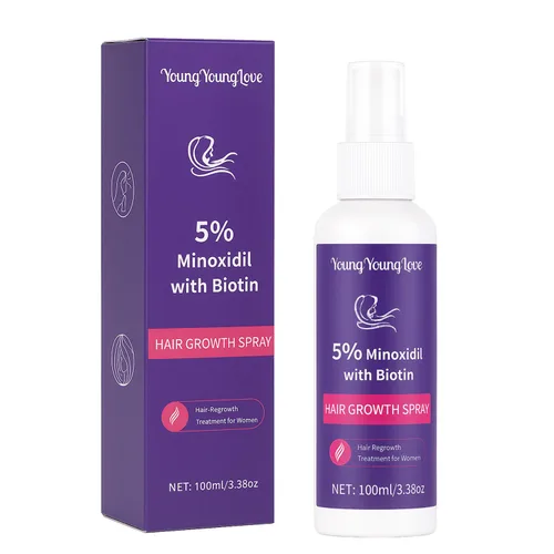 Miniatura 10 de Spray de minoxidil al 5% con biotina de 3.4 fl oz, tratamiento de recrecimiento para hombres y mujeres, promueve el cabello más grueso, más fuerte
