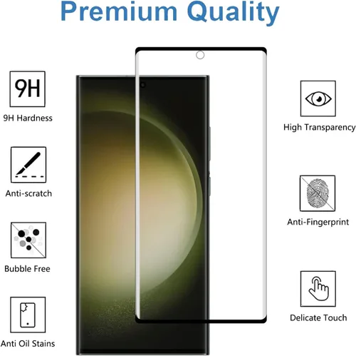Miniatura 2 de Protector de pantalla de vidrio templado para Samsung Galaxy S23 Ultra 5G, curvado 3D, dureza 9H, antiarañazos, transparente HD, compatible