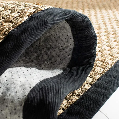 Miniatura 6 de SAFAVIEH Alfombra de Área 6x9 - Colección de Fibra Natural - Natural y Negro, Hierba Marina, Patrón de Tejido de Canasta con Borde (NF114C)