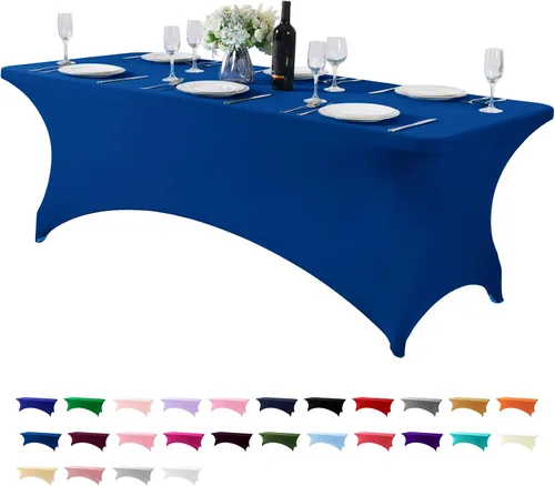 Miniatura 164 de Mantel de elastano para mesas de 4, 6 u 8 pies, mantel elástico universal ajustable para fiestas, banquetes, bodas y eventos - Verde manzana