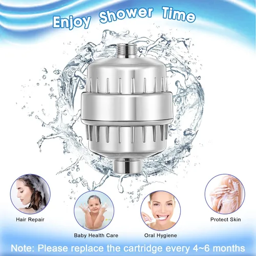 Miniatura 7 de 2 filtros de ducha con paquete de 4 filtros de ducha de 20 etapas, suavizante de agua resistente para eliminar el cloro, fluoruro, metales pesados