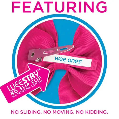 Miniatura 3 de Wee Ones Lazo de pelo metálico superpuesto para niñas en un clip antideslizante WeeStay, mediano, dorado