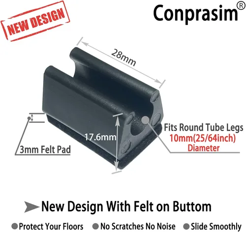 Miniatura 4 de Tapas rectangulares en forma de U para patas de silla con almohadillas de fieltro, protector de pies de muebles se desliza suavemente, sin arañazos