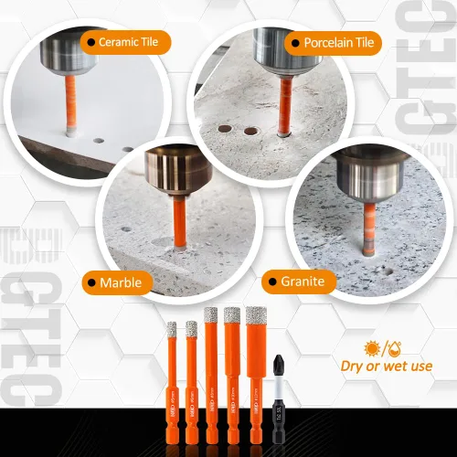 Miniatura 4 de BGTEC Juego de brocas de diamante 6 piezas - 5 mm*2+6 mm*2+8 mm con punta de destornillador PH2 para azulejos de porcelana, mármol, granito