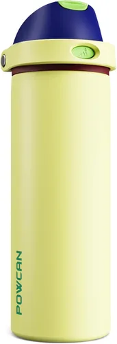 Miniatura 54 de POWCAN - Botella de agua aislada, 24 oz, tapa 2 en 1, boquilla de botón, popote abatible, a prueba de fugas, acero inoxidable, para portavasos