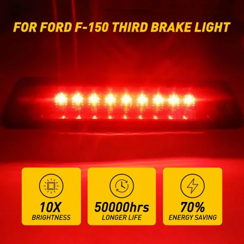 Miniatura 3 de 3ª luz de freno negra ahumada, compatible con Ford F150 2009-2014 (no para modelos Raptor)