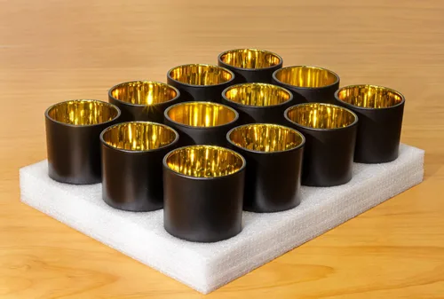 Miniatura 6 de Aroparc Tarros de vela con tapas de 10 onzas, elegantes frascos dorados para velas interiores para hacer velas, 12 piezas con tapas de bambú, negro