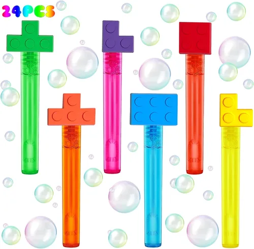 Bloques de construcción recuerdos de fiesta, 24 piezas de bloques de construcción de varitas de burbujas para niños, bonita varita de burbujas para