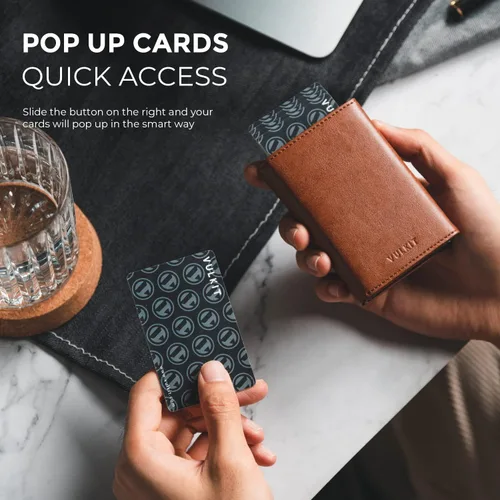 Miniatura 30 de VULKIT Cartera con tarjetero para hombre, con cierre magnético, bloqueo RFID, billetera de cuero triple, marino, Moderno