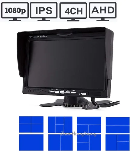 Miniatura 3 de Cámara de respaldo HD 1080P de 7 pulgadas, monitor de 7 pulgadas, 4 pines AHD AHD Kit de cámara retrovisor retrovisor con cable + monitor IPS de 4