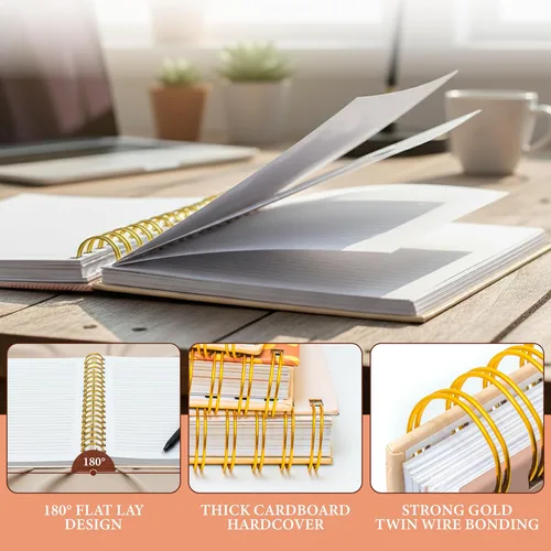 Miniatura 2 de Cuaderno de espiral de tapa dura, 10.25" x 7.25", 300 páginas, gran cuaderno universitario con rayas para mujeres, ideal para escritura, diario, New