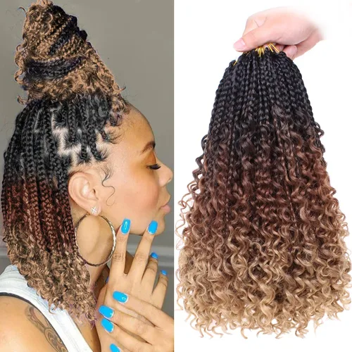 Miniatura 44 de Beverlee Goddess Box - Trenzas de ganchillo de 8 pulgadas, 8 paquetes de trenzas de ganchillo bohemias, extremos rizados, pelo sintético rizado