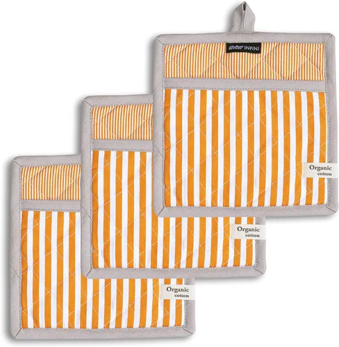 Miniatura 20 de AMOUR INFINI Juego de 2 soportes para ollas de algodón resistentes al calor, antideslizantes de 8 x 8 pulgadas, almohadillas calientes para cocina