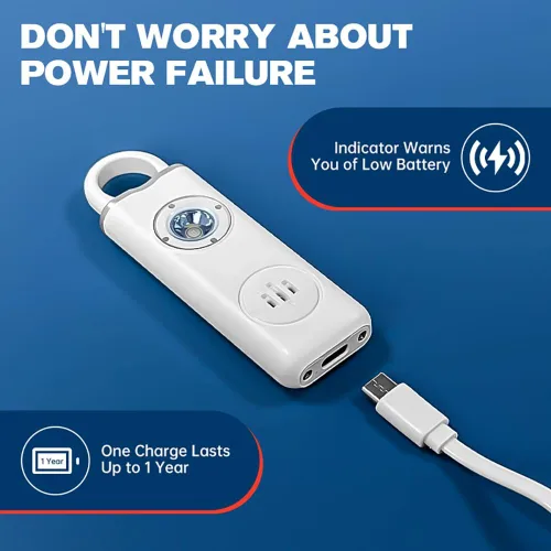 Miniatura 4 de Alarma de seguridad personal recargable, llavero de 130 dB con luz intermitente SOS, peso ligero de 0.99 oz, más de 500 días de espera, alerta