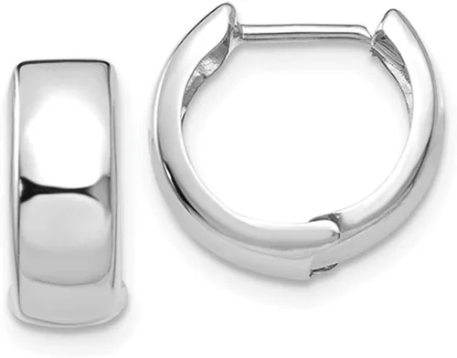 Miniatura 8 de Aretes de Aro Huggie de Oro de 14 Quilates (Huggie Ancho de 5mm), Verdaderos Aro de Oro de 14 Quilates