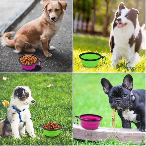 Miniatura 6 de Tazón para Perros Cuencos Plegables para Mascotas, Paquete de 2 Cuencos Plegables de Agua para Perros para Gatos y Perros, Plato Portátil de Verde +