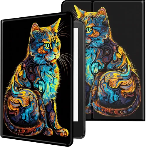 Miniatura 61 de Funda para tablet Kindle Fire 7 2019/2017 lanzamiento 9ª/7ª generación 7 pulgadas, ligera, protectora de piel sintética, cubierta inteligente
