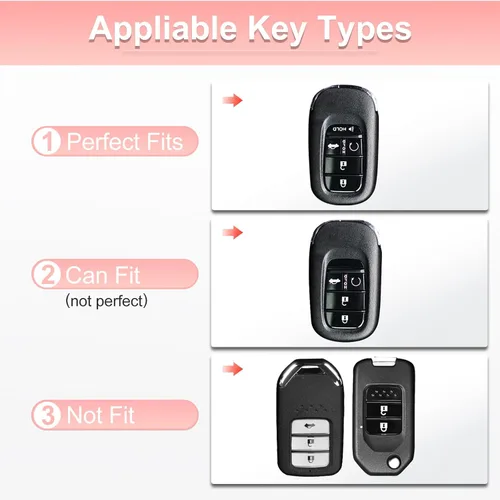 Miniatura 2 de Pangpai Funda de Llavero Rosa para Honda, Protección de Funda de Llave de TPU Suave con Llavero Brillante Compatible con Honda Accord Civic CRV