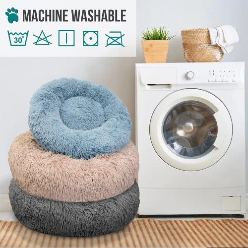 Miniatura 7 de PetAmi Cama calmante para perros y gatos pequeños y medianos, 23 camas redondas en forma de dona, cama lavable y esponjosa de piel sintética