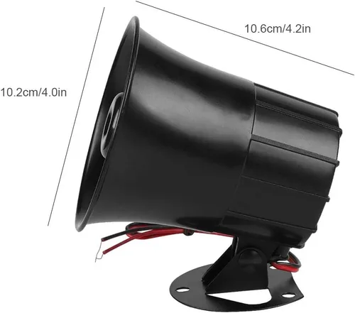 Miniatura 9 de Tosuny ES-626 Sirena de 12 V 110 dB altavoz agudo, bocina de alambre, sirena de alarma, sistema de alarma antirrobo para seguridad al aire libre