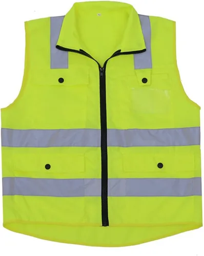 Miniatura 3 de Chaleco reflectante con cremallera frontal de cuello alto con bolsillos, equipo de seguridad de alta visibilidad para deportes, trabajo