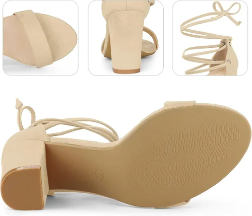 Miniatura 3 de Perphy Sandalias de tacón alto grueso con cordones para mujer
