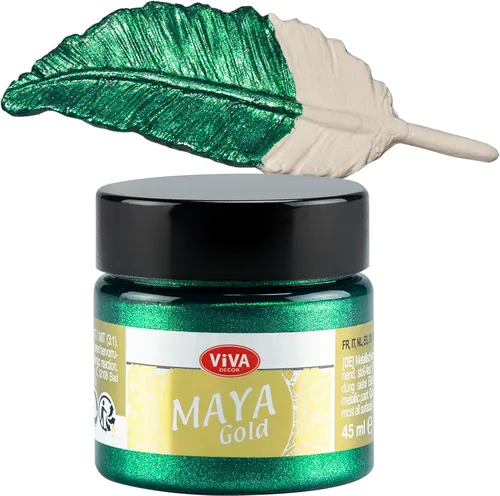 Miniatura 19 de Viva Decor Maya Gold (verde manzana) 1.52 onzas líquidas - Pintura acrílica metálica brillante para trabajos creativos en madera, vidrio