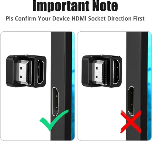 Miniatura 5 de AGVEE Paquete de 1 adaptador HDMI macho a HDMI hembra en ángulo de 180 grados, en forma de U 8K a 60HZ, convertidor de conector extensor