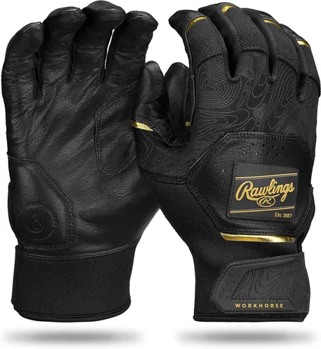 Rawlings Rawlings - Guantes de bateo de béisbol Workhorse | Tallas para adultos | Varios colores Negro / Dorado