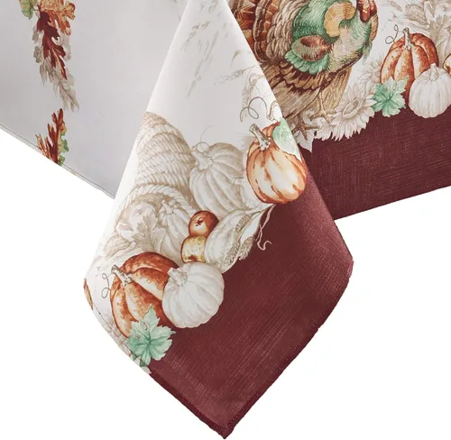 Miniatura 10 de Elrene Home Fashions. - Mantel de otoño con bordes de pavo.