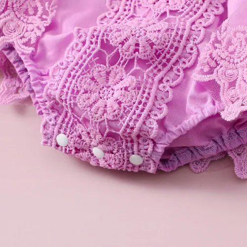 Miniatura 50 de Kaipiclos Mameluco de encaje con volantes de mariposa para bebé recién nacida, overol para sesión de fotos de primer cumpleaños