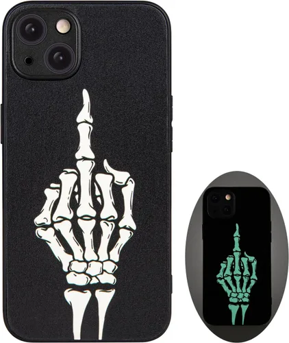 Miniatura 22 de X spirit Funda de teléfono de calavera para iPhone 13, dedo medio, diseño gótico luminoso de esqueleto genial oscuro y con estilo emo, estilo rock n
