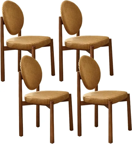 Miniatura 11 de Upholstered Dining Chairs with Fabric/Plush Cushion, Wooden Dining Room Chair Set of 1/2/4, Kitchen Chair for Living Room Balcony Black+brown