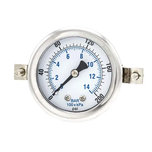 Miniatura 8 de PIC Gauges 203L-204A Manómetro relleno de glicerina con abrazadera en U con carcasa SS/bisel, internos de latón, lente de PC, dial de 2 pulgadas