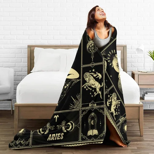 Miniatura 8 de Aries Manta 12 mantas de cama de horóscopo astrología, suaves y acogedoras, mantas de franela personalizadas de 60 x 50 pulgadas