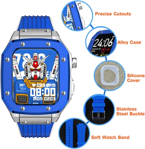 Miniatura 3 de Funda de aleación para Apple Watch Band Series 8, de 1.77 pulgadas, 1.65 pulgadas, 1.65 pulgadas, kit de modificación de marco de metal, accesorios