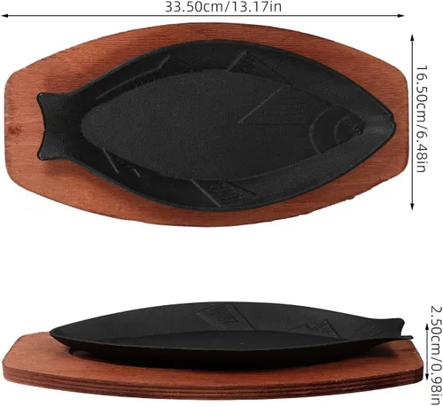 Miniatura 3 de DOITOOL Sartén de hierro fundido en forma de pescado, bandeja antiadherente para parrilla de barbacoa de 13.18 x 6.49 x 0.98 pulgadas, sartén
