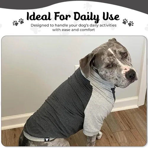 Miniatura 7 de Tooth & Honey Camisa para perros grandes, transpirable, de algodón y elastano, con cobertura completa debajo del vientre, para aliviar alergias