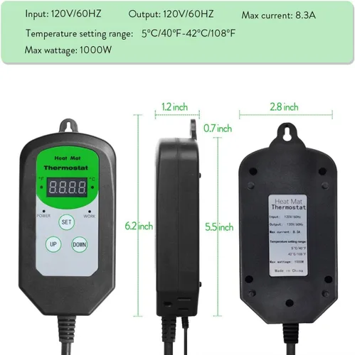 Miniatura 5 de Termostato digital con termostato térmico (certificado EMC) para germinación de semillas, reptiles e invernadero de incubación de cría de cerveza