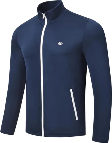 Miniatura 2 de MoFiz Conjunto deportivo para hombre, manga larga, casual, con cremallera completa, para correr, deportivo, 2 piezas