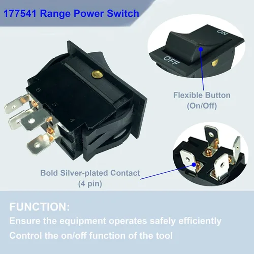 Miniatura 2 de DTAIR Reemplazo del interruptor de alimentación de rango 1177541 para Southbend Range 20A (SPDT)